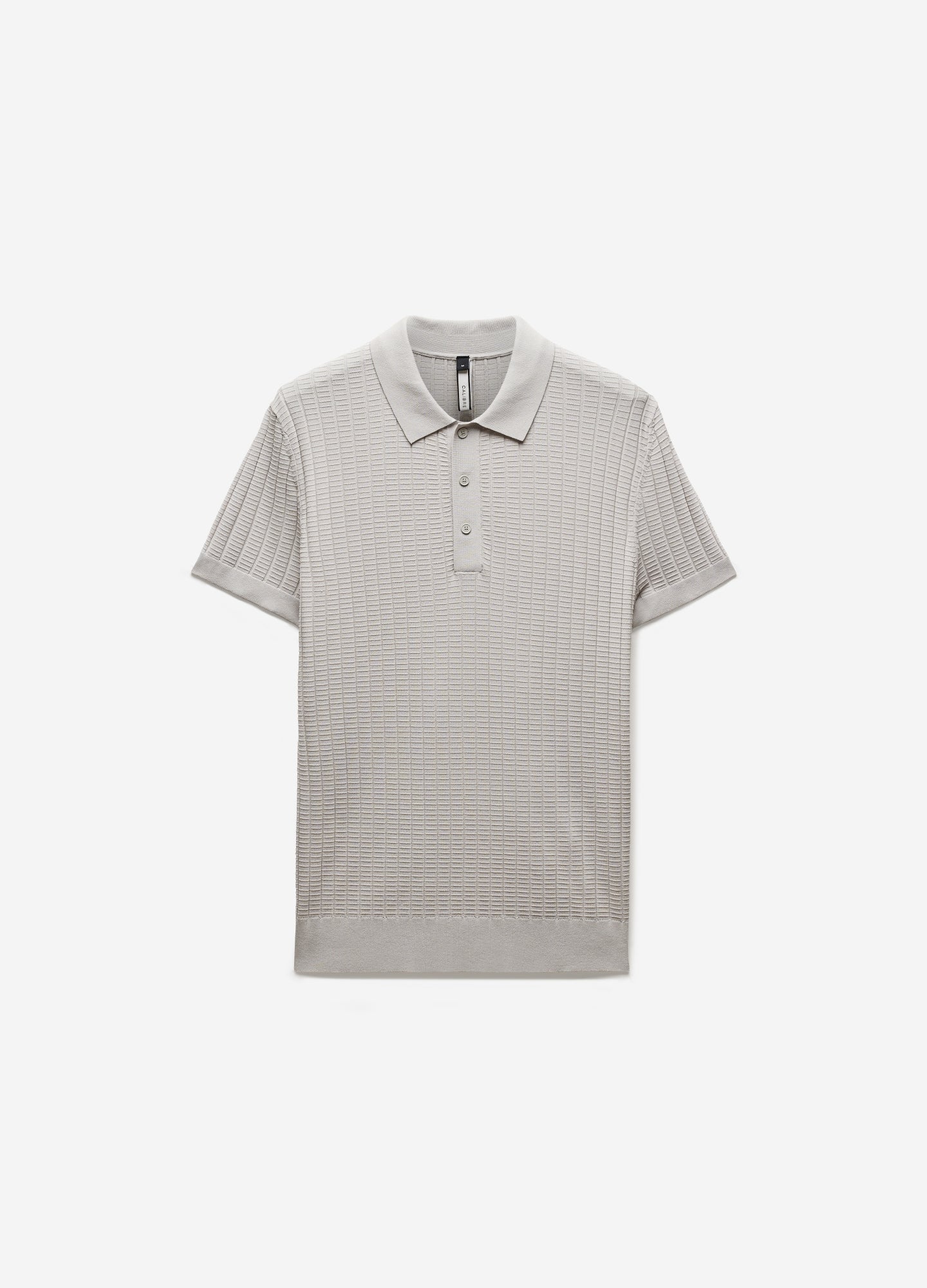 Polo in maglia tecnica a coste testurizzate argento