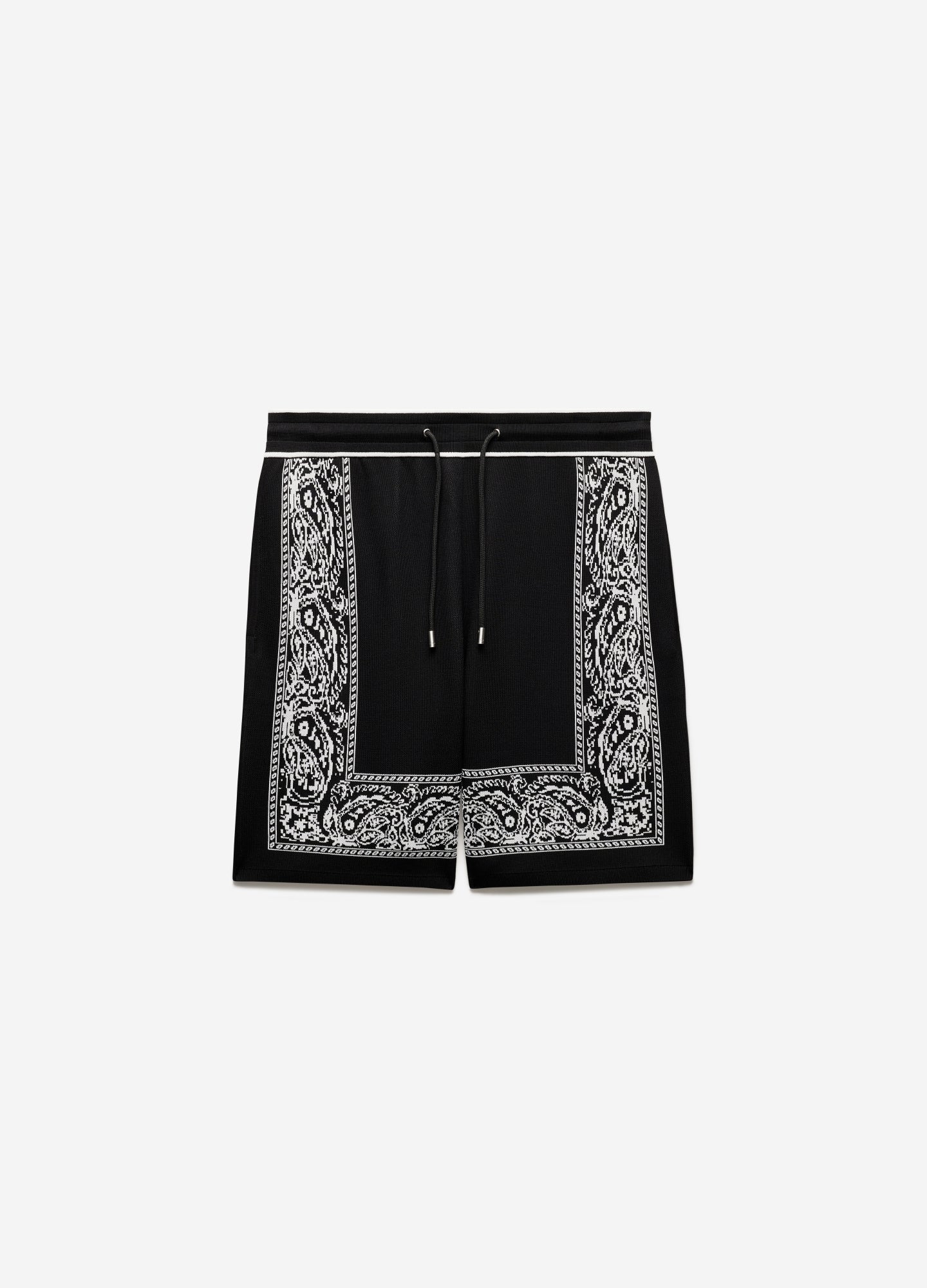 Graphic Border Knit Shorts Black
