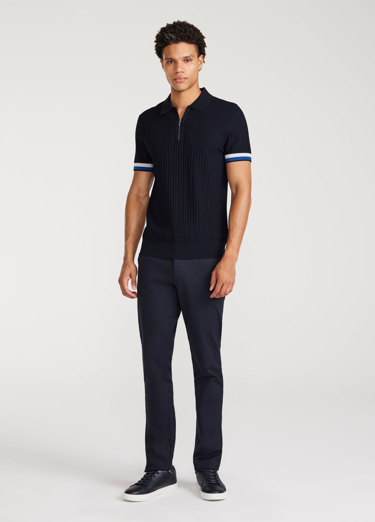 Polo a doppia striscia blu navy