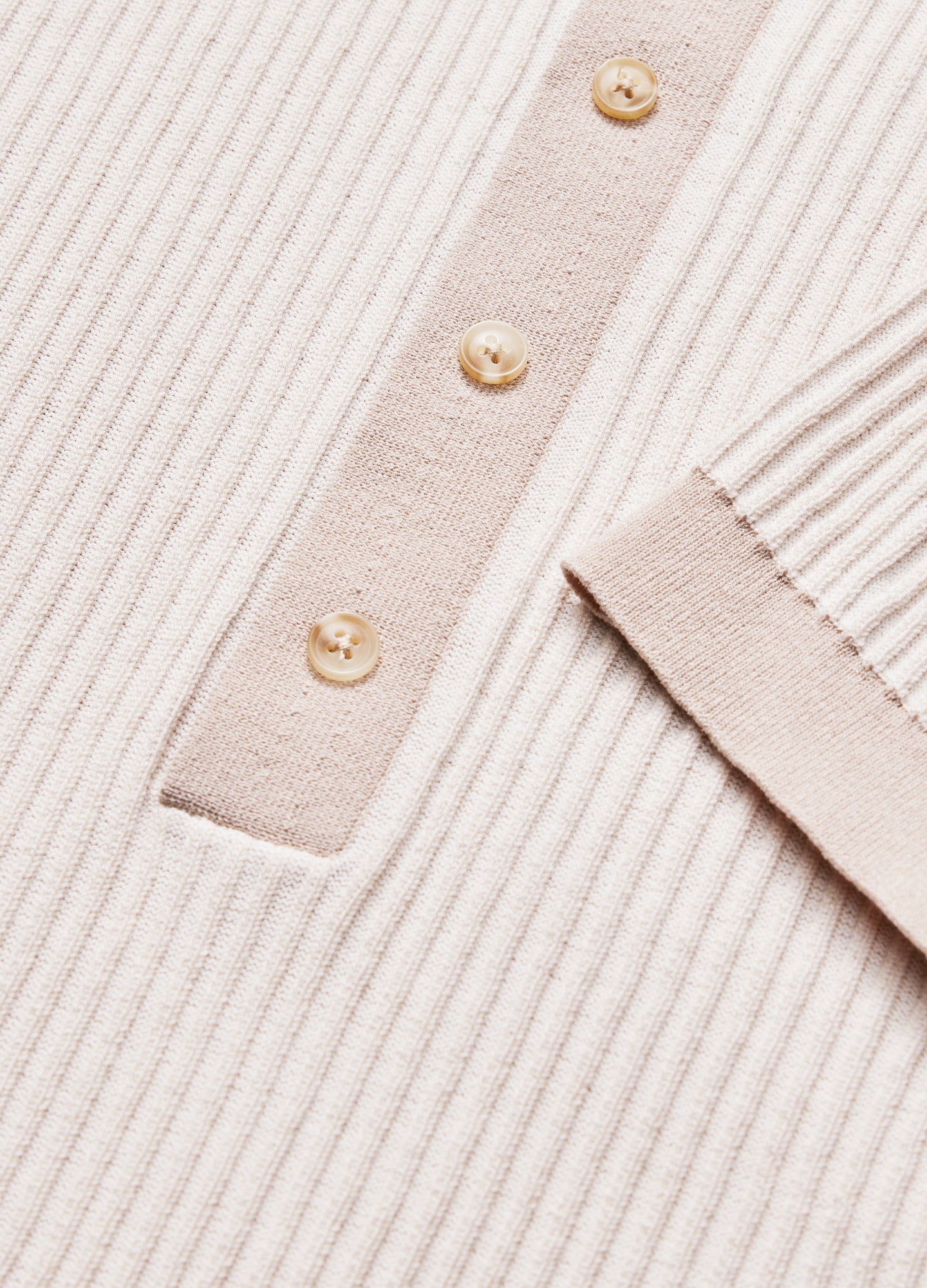Two Tone Ribbed Polo Parchment