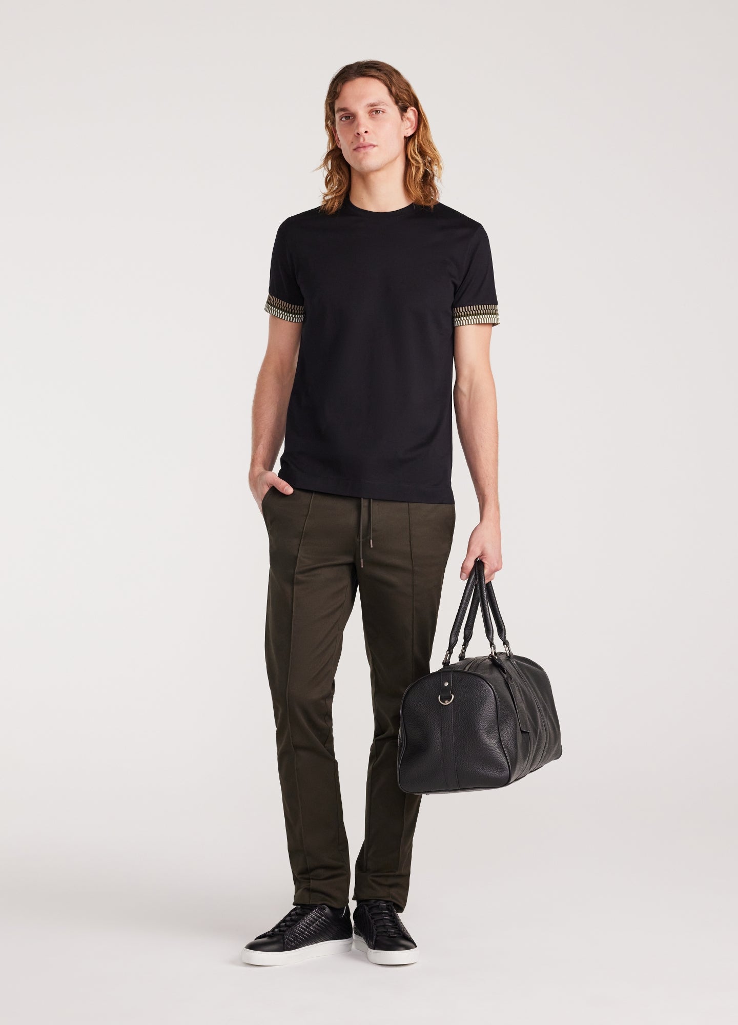 Jacquard Cuff T-shirt Black