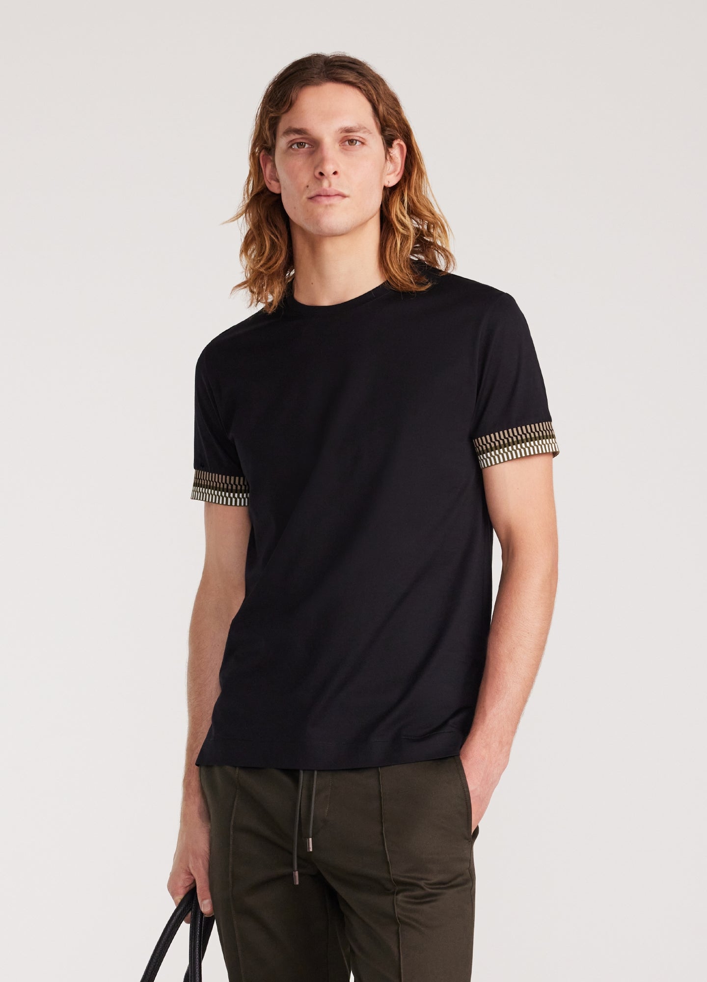 Jacquard Cuff T-shirt Black