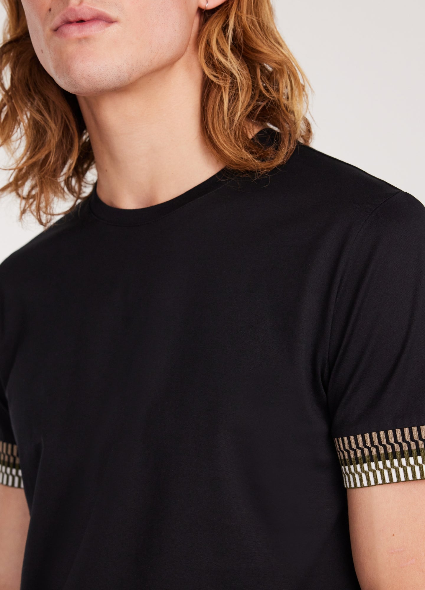 Jacquard Cuff T-shirt Black