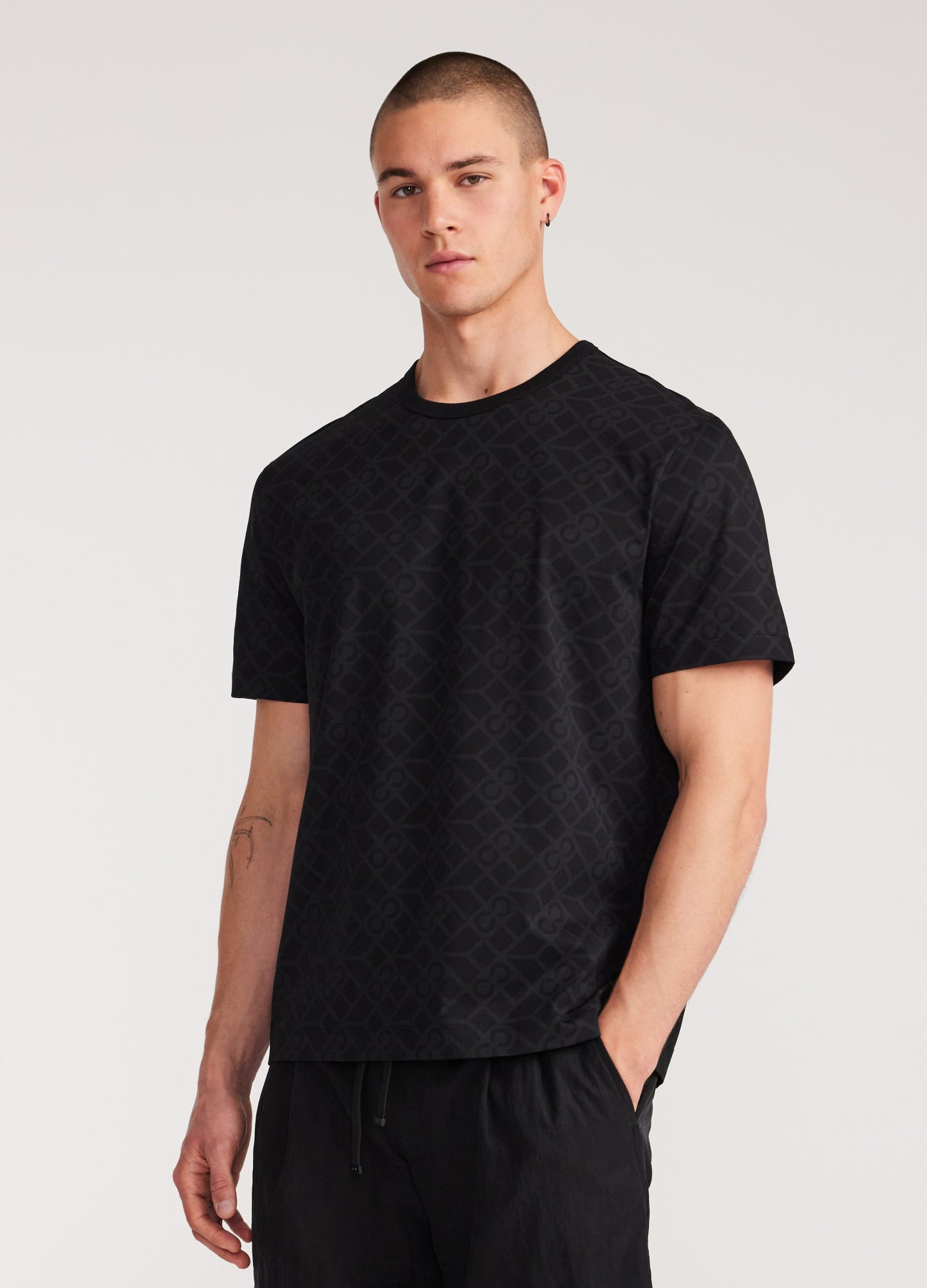 Monogram Print T-shirt Black