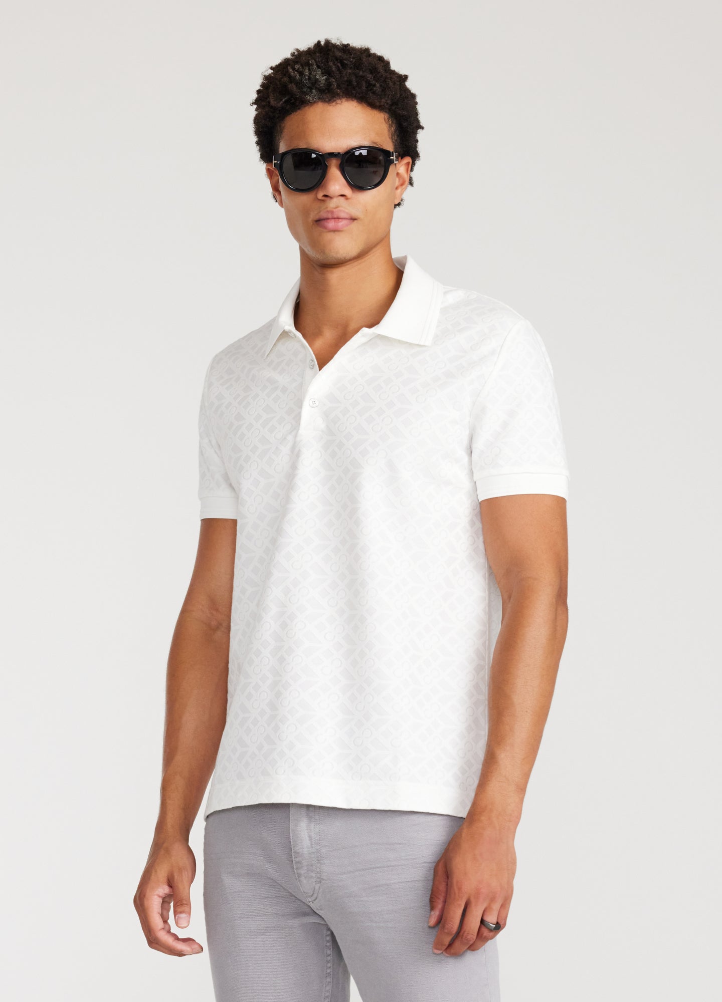 Solid Monogram Polo White